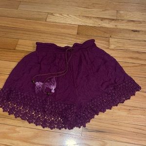 small purple flowy shorts
